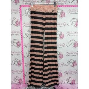 Beach Bunny pants vintage y2k grey Black & Dusty Rose Striped Wide Leg Pants